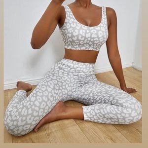 Two piece white cheetah set